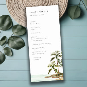 Convites Programa Tropical Palm Trees Beach Sand Wedding