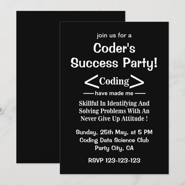 Convites Programador Desenvolvedor Codificador Programador (Frente/Verso)