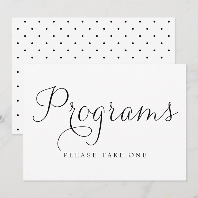 Convites Programas de Casamento Black Dainty Script Sinal (Frente/Verso)