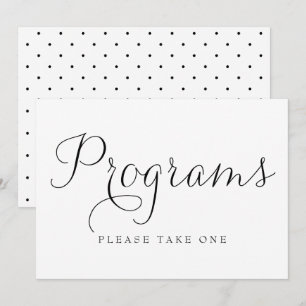 Convites Programas de Casamento com Letra Dainty Preta