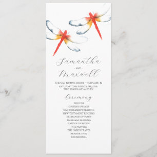 Convites Programas de Casamento Dragonfly Vermelha Watercol