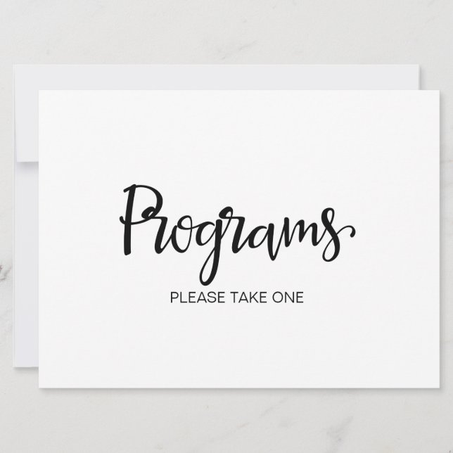 Convites Programas de Casamento Por Favor Pegue Um Cartaz (Frente)