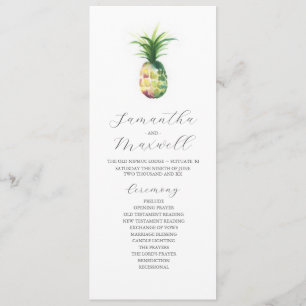 Convites Programas de Casamento Tropical Abacaxi Aquarela
