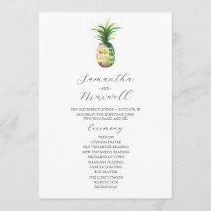 Convites Programas de Casamento Tropical Abacaxi Aquarela
