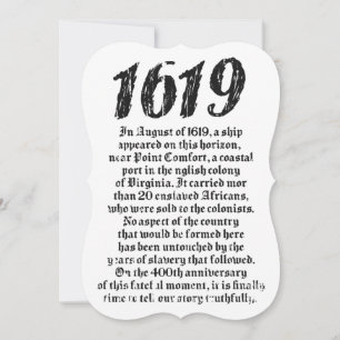 Convites Projeto 1619 Estabelecido História Negra American