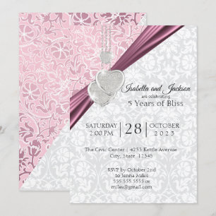 Convites Projeto de 5º Aniversário de Casamento - Rosa