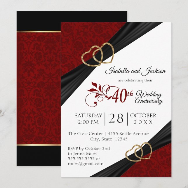 Convites Projeto do 40º Aniversário do Ruby (Frente/Verso)