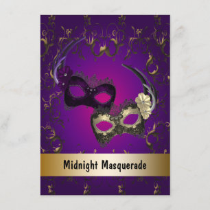 Convites Prom de Máscara de Ouro Roxo