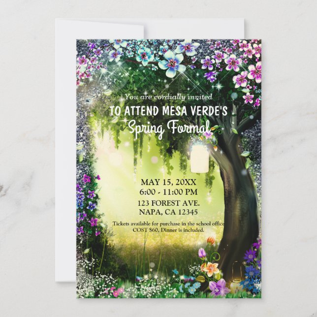 Convites Prom Floresta Encantada de Madeira Fantasia (Frente)