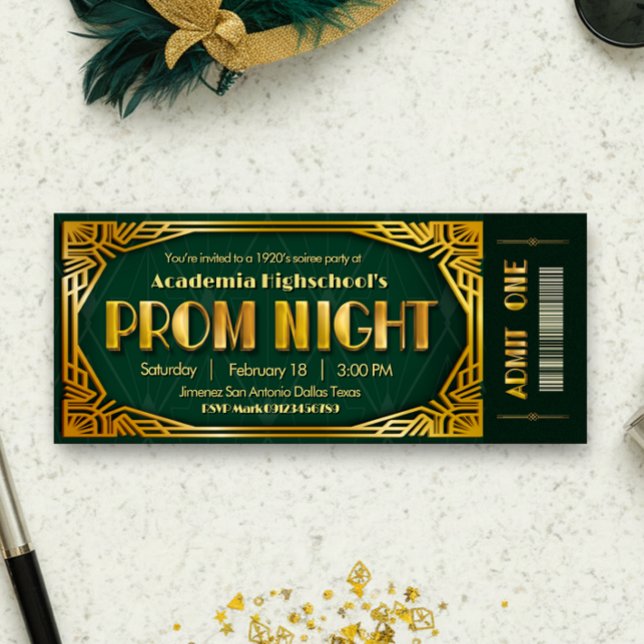 Convites Prom Night - Gatsby Invitation Ticket Invitation (Prom Night - Gatsby Invitation Ticket Invitation)