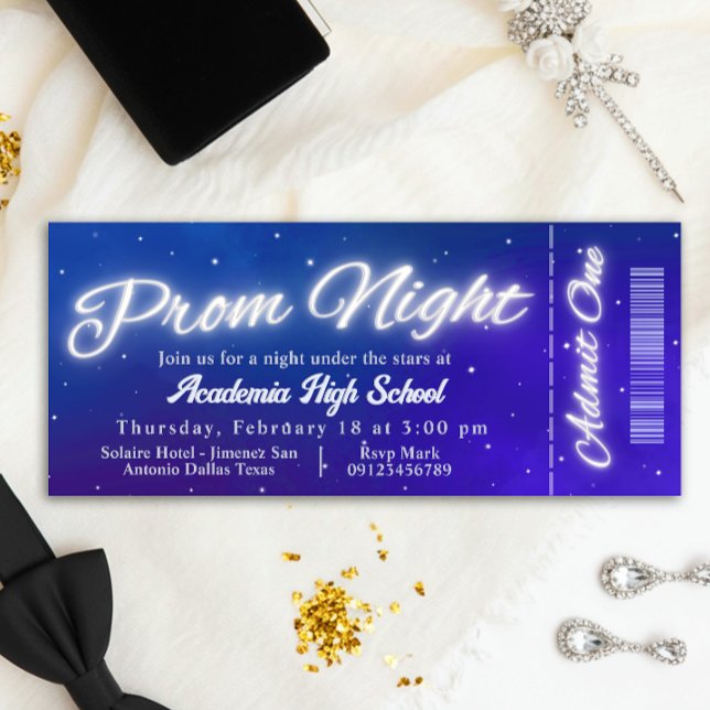 Convites Prom Night - Under the Stars Ticket Invitation (Prom Night - Under the Stars Ticket Invitation)