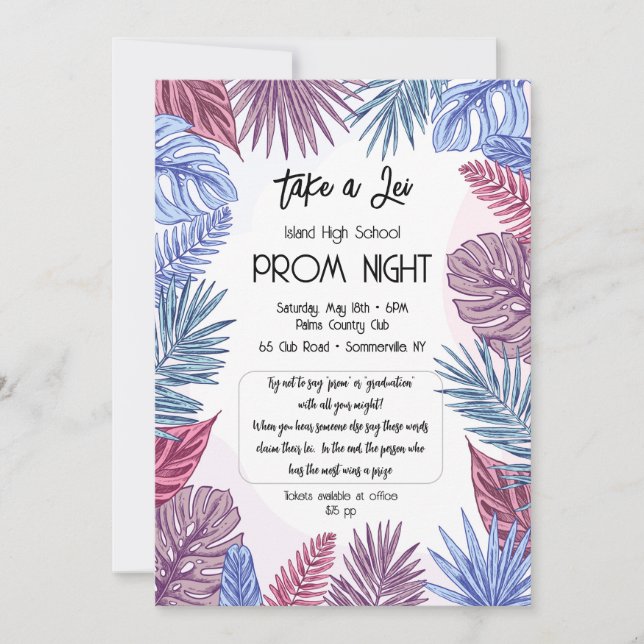 Convites Prom Tropical (Frente)