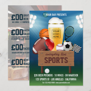 Convites Promoção de Menu de Evento em Bar de Esportes adic