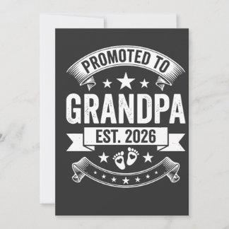 Convites Promoted to Grandpa Est 2026 New Grandpa Announcem