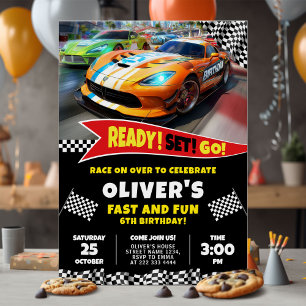 Convites Pronto Definir Race Car Festa de aniversário