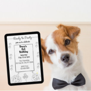 Convites Pronto para a Festa, Aniversário do Cachorro Linha