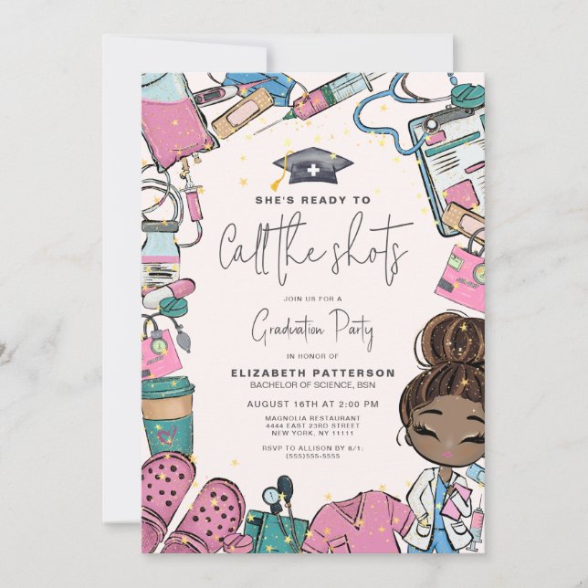 Convites Pronto para chamar a Festa de formatura de Enferme (Frente)