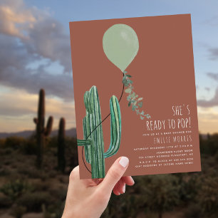 Convites Pronto para o Chá de fraldas Cactus Terracotta