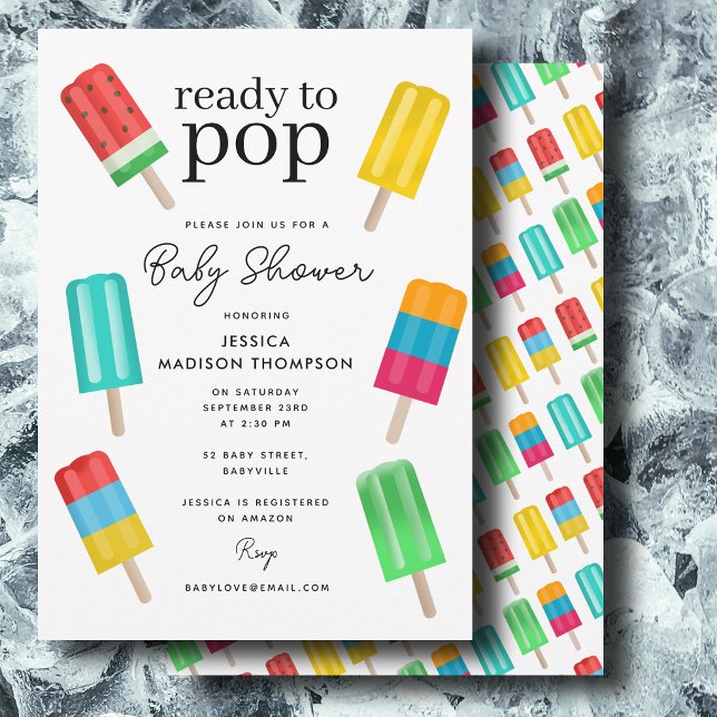 Convites Pronto para o Verão de Sorvete Chuvinha de Bebê (Ready to Pop Summer Ice Cream Baby Shower Invitation)