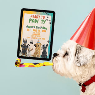Convites Pronto para PAW-TI, cães de festa, aniversário