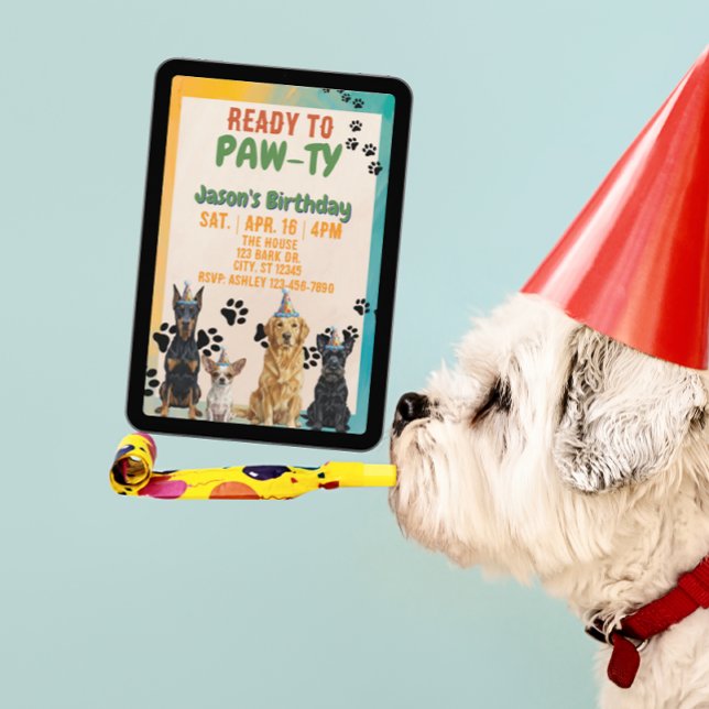 Convites Pronto para PAW-TI, cães de festa, aniversário (Criador carregado)