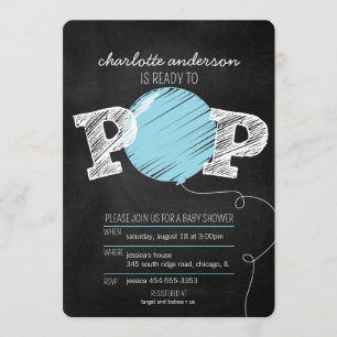 Convites Pronto para Pop Blue Balloon Boy Convidar