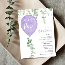 Pronto para pop, chá de fraldas de balão roxo mode