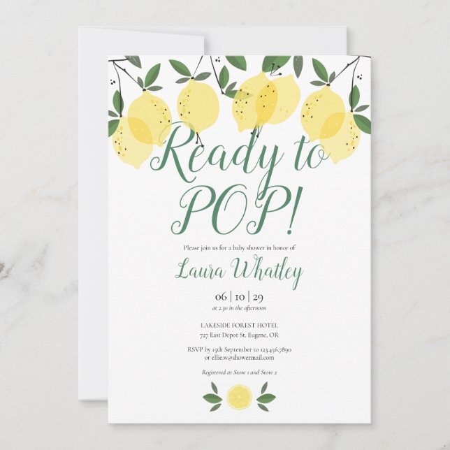 Convites Pronto para POP Lemons Baby Shower (Frente)