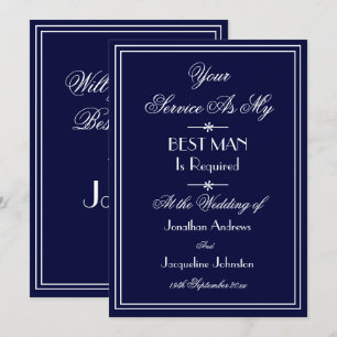 Convites Proposta Azul de Marinho Elegante Personalizado pa