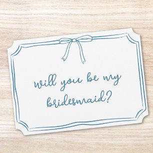 Convites Proposta de Bridesmaid Azul com Arco Manuscrito