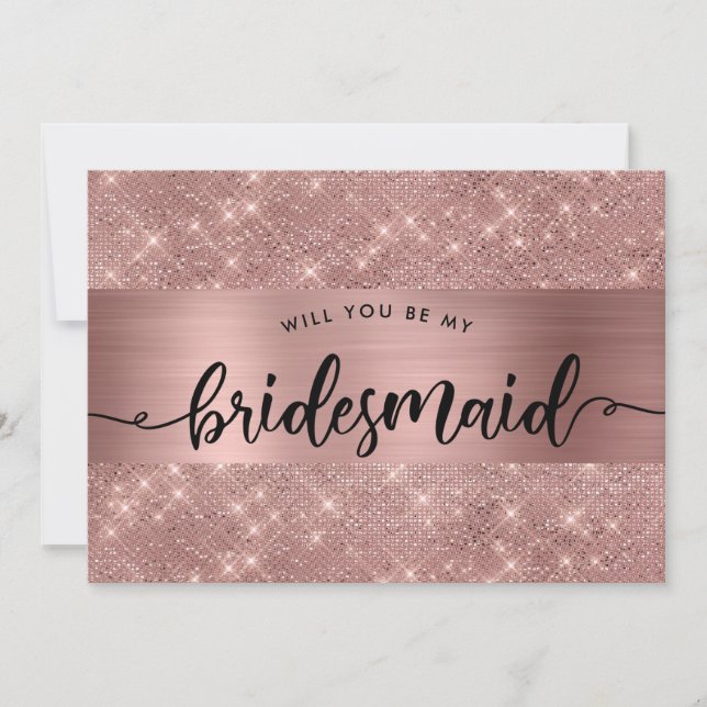 Convites Proposta de Bridesmaid da Rosa Chic Dourada (Frente)