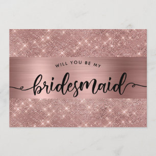 Convites Proposta de Bridesmaid da Rosa Chic Dourada