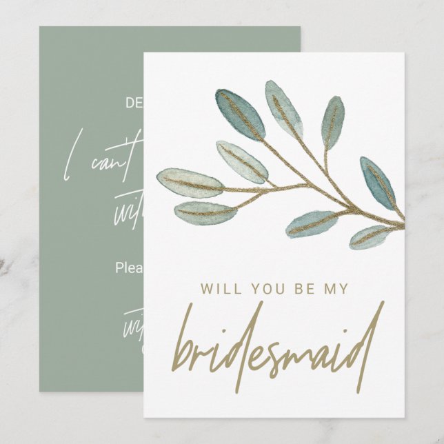Convites Proposta de Bridesmaid de Eucalyptus Verinhada Dou (Frente/Verso)