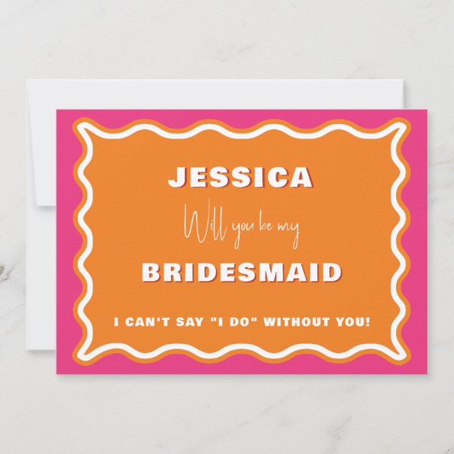 Convites Proposta de Bridesmaid de Foto Laranja Cor-de-Cor- (Frente)