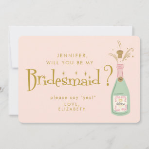 Convites Proposta de Bridesmaid de Letra Rosa e Dourada