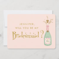 Proposta de Bridesmaid de Letra Rosa e Dourada
