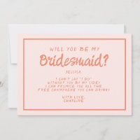 Proposta de Bridesmaid de Letra Rosa &Vermelha