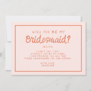Convites Proposta de Bridesmaid de Letra Rosa &Vermelha em