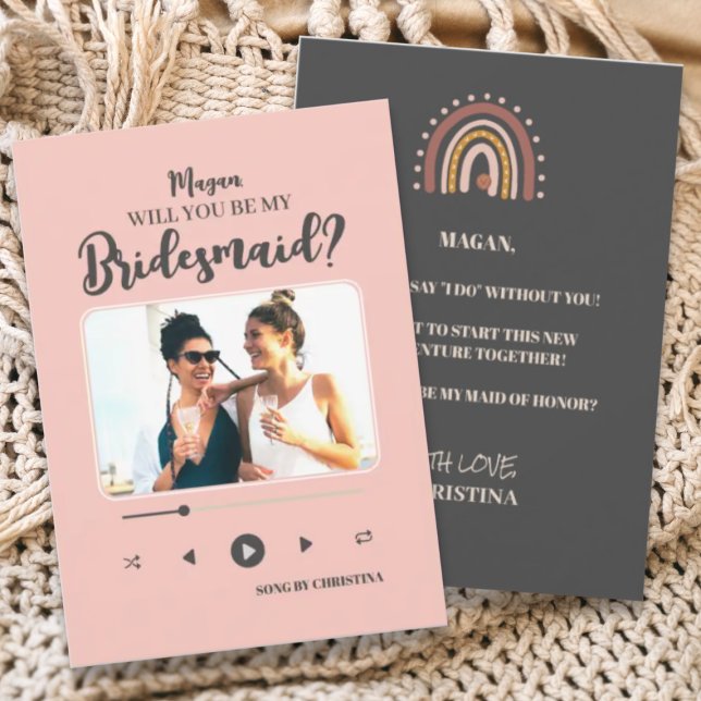 Convites Proposta de Bridesmaid de Música Minimalista Moder (Criador carregado)