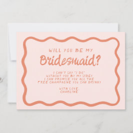 Convites Proposta de Bridesmaid de Onda Vermelha e Rosa Ret