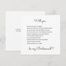 Convites Proposta de Bridesmaid de Script Branco Moderno En