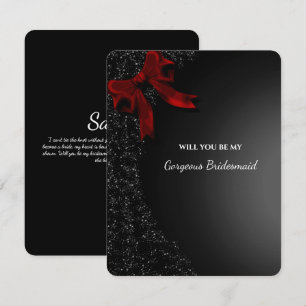 Convites Proposta de Bridesmaid do Arco Vermelho Negro Eleg