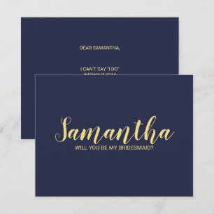 Convites Proposta de Bridesmaid do Script Moderno Dourado m