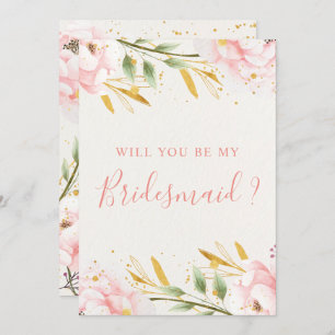 Convites Proposta de Bridesmaid Dourada e Rosa de Watercolo