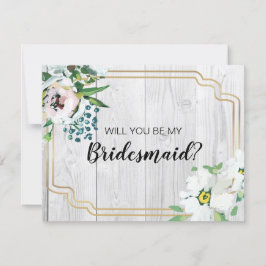Convites Proposta de Bridesmaid Dourada Floral Rustic Barnw