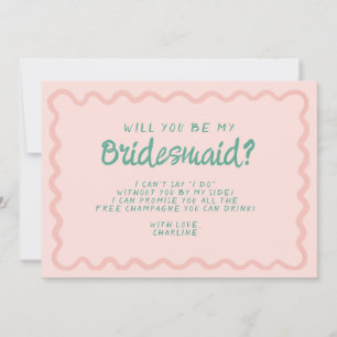 Convites Proposta de Bridesmaid Retro Rosa e Verde