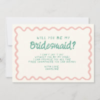 Proposta de Bridesmaid Retro Rosa e Verde
