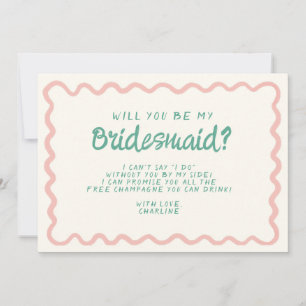 Convites Proposta de Bridesmaid Retro Rosa e Verde