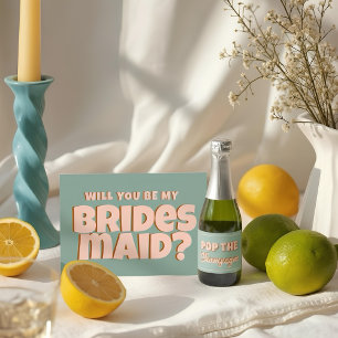 Convites Proposta de Bridesmaid Rosa e Azul Funny
