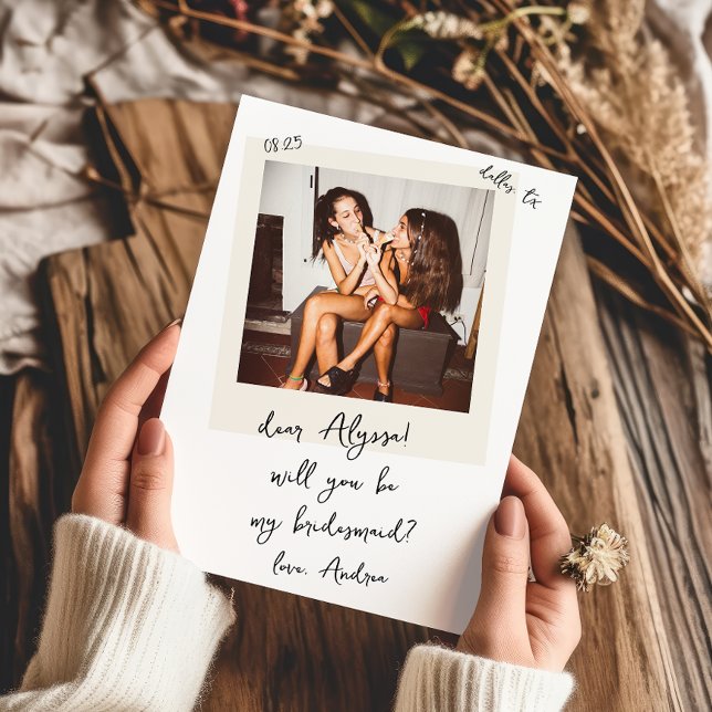 Convites Proposta de Dama de Honra com Foto Antiga Escrita  (Criador carregado)